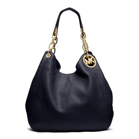 michael kors fulton large shoulder bag navy|fulton leather shoulder bag.